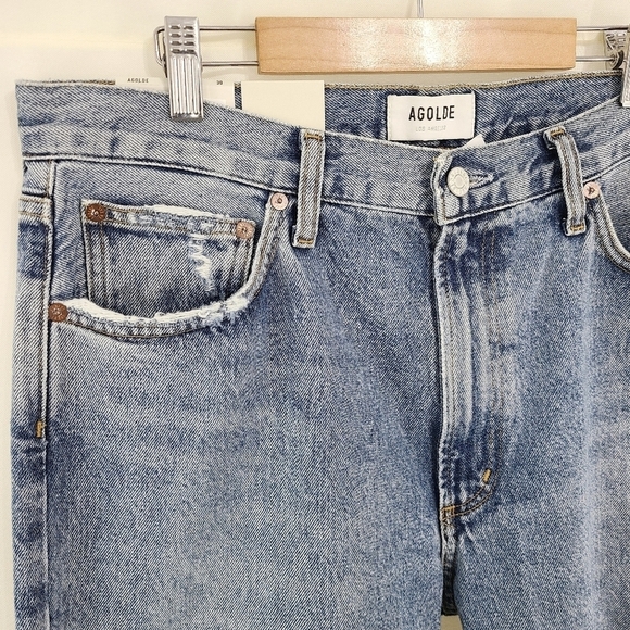 Agolde Mia mid rise straight leg jeans Rule distressed NEW - Picture 6 of 9